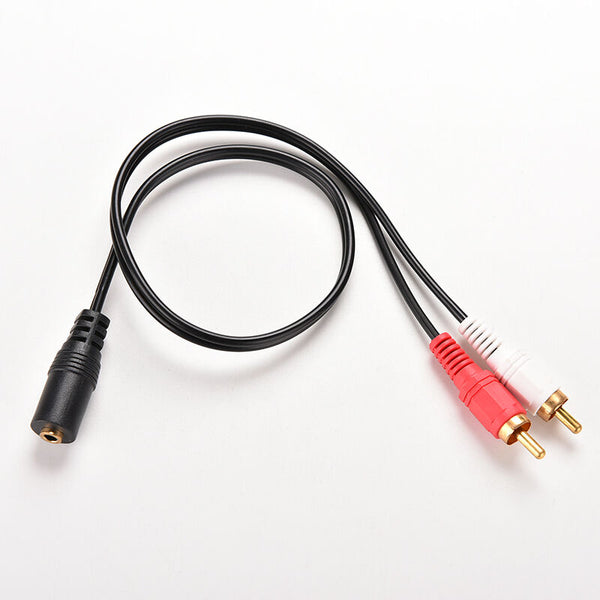 3.5mm 1/8" Stereo Female to 2 Male RCA Jack Adapter AUX Audio Y Cable SplittRKES