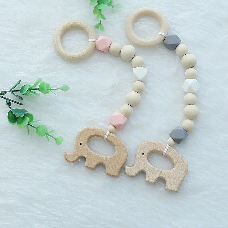 4X(Ins Nordic Style Wooden Beads Ornament Kids Toys For Baby Elephant ShapeF7F4)
