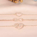 3pcs/Set Double Love Bracelet Lucky 8 Bangles Wedding Women Jewelry Gift