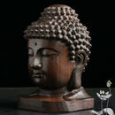Hand Carved Redwood Crafts Sakyamuni Head Buddha Statue Tathagata Sculpture ~~~