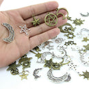 1Bag Mix Stars Moon Pendant DIY Necklace Metal Craft Jewelry Making Finding A Gw
