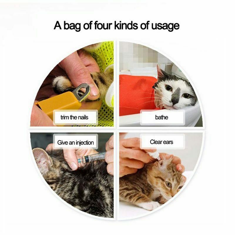 Pet Cat Grooming Washing Bath Bag, Scratching Biting Restraint Polyester Me