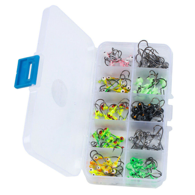Round Jig Head, 100Pcs Ultrahead Jig Fishing Hook Jigheads Set, with Plastic