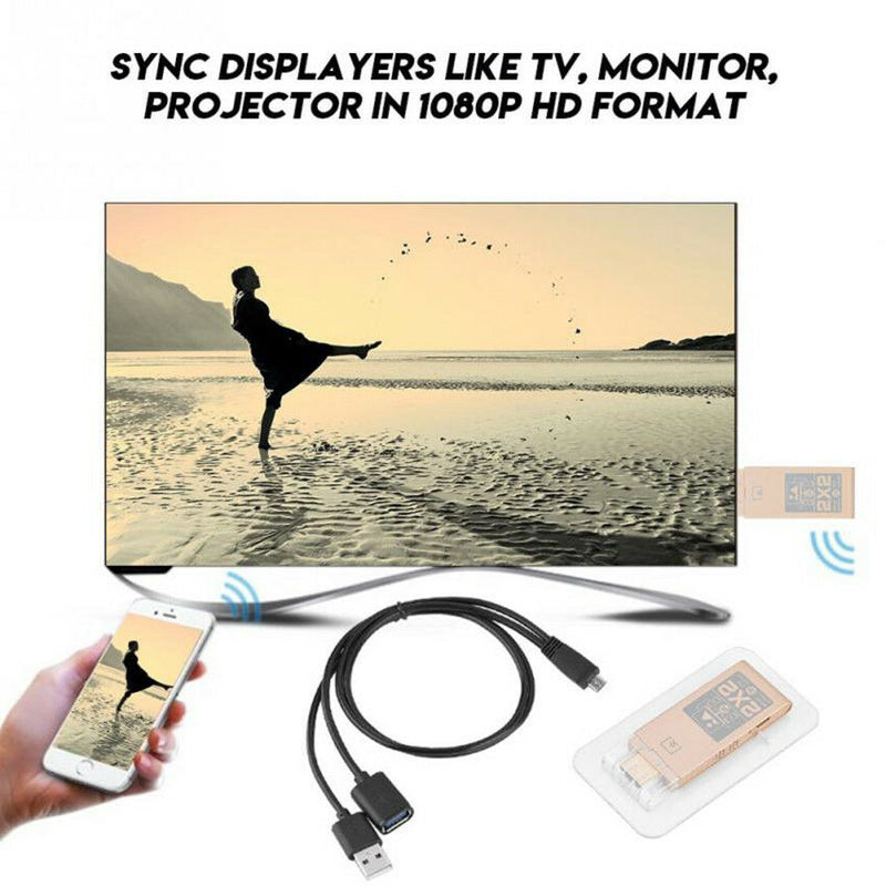 WiFi Display Receiver HD 1080P DLNA Airplay Miracast TV Dongle HDMI with cable
