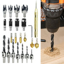 23-piece set of hexagon shank 5-blade three-point countersunk bit tool set