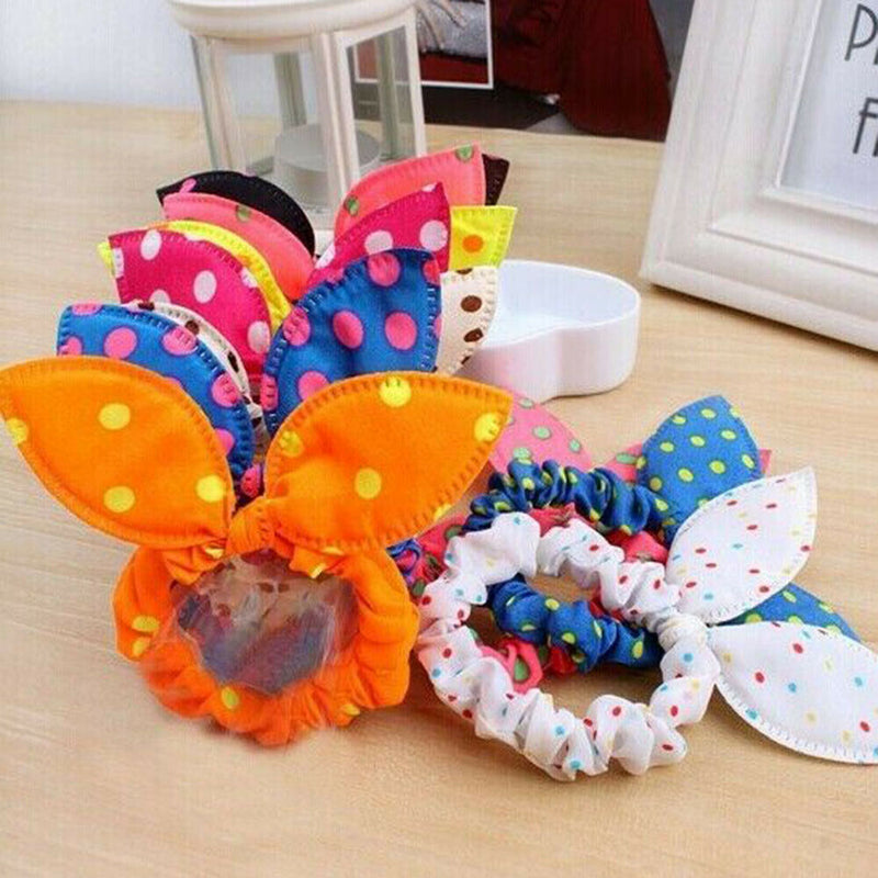 10x Women Ponytail Scarf Bow Hair Rope Ties Scrunchies Cloth Hair Band Elastic