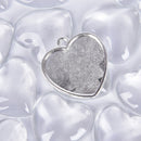 60pcs Heart Pendant Trays Bright Glass Cabochon for Photo DIY Jewellery Making3C