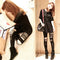 Sexy Black Striped Leggings Pants Punk Ripped Torn Slashed Cut  Gothic Club LJ