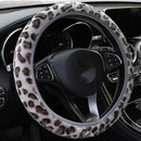 3Pcs /Set Gray Leopard Fluff Plush Steering Wheel Cover Winter Car AccessoryOZ