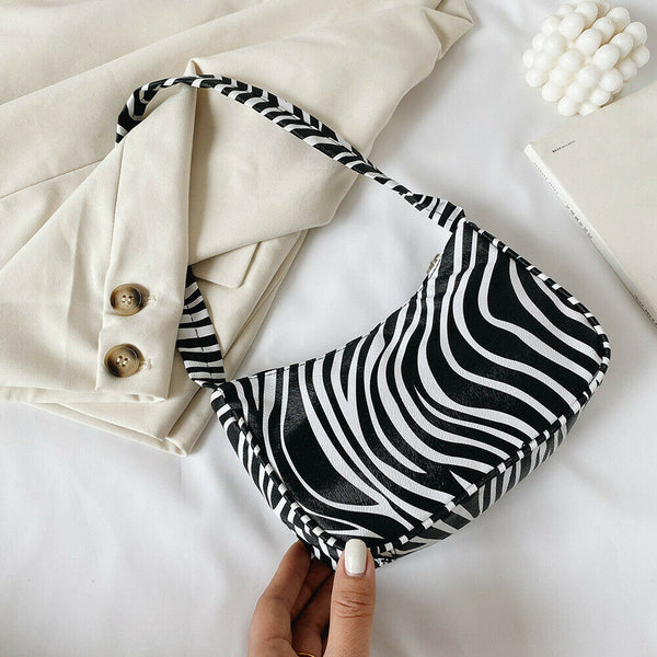 Fashion Zebra Print Women Handbag Tote Small PU Underarm Shoulder Bag (2)