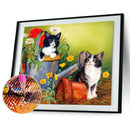 Diamond Painting Kits Cats and Flowers Full Round Drill Picture Handicraft