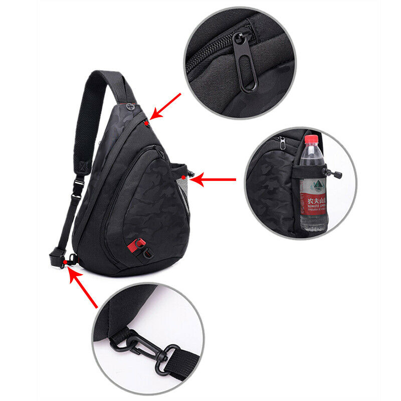 Men Waterproof Black Camouflage Small Chest Bag Boy Rucksack Male One Shoul L6T7