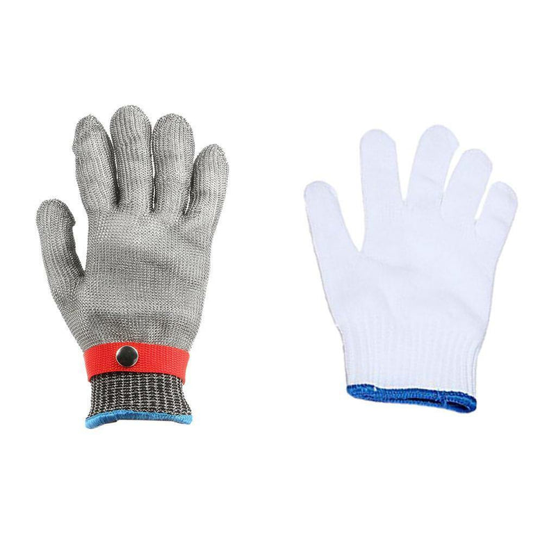 Work Glove Safety Cut Proof Stab Resistant Metal Welding 25cm Red Button