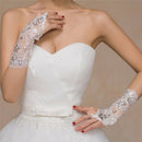 Bride White Gloves Beads Embroidery Beaded Short Wedding Dress Bridal Gloves Gw