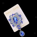 Wedding Bouquet Brooch Pin Crystal Diamante Teardrop Broach Pin Royalblue