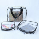 Hot 3pcs Clear Cosmetic Toiletry PVC Travel Wash Makeup Bag  Black A