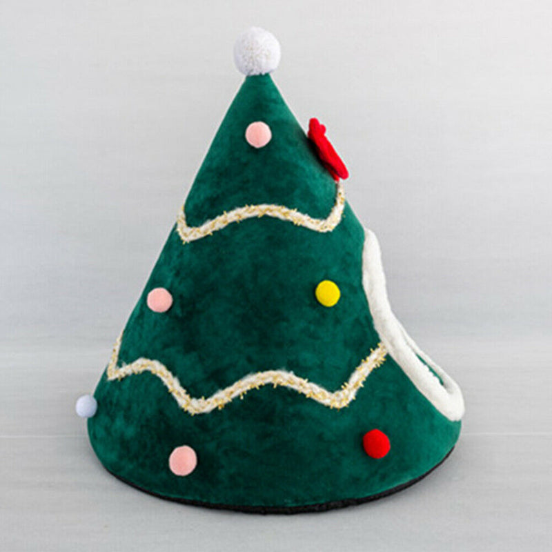 Christmas Tree Shape Dog Cat House Home Warm Sleeping Bed Nest (Green)(S) A