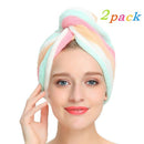 Microfiber Hair Turban Wrap 2 Pack Quick Dry Hair Towel Wrap Turban Super A V1R4
