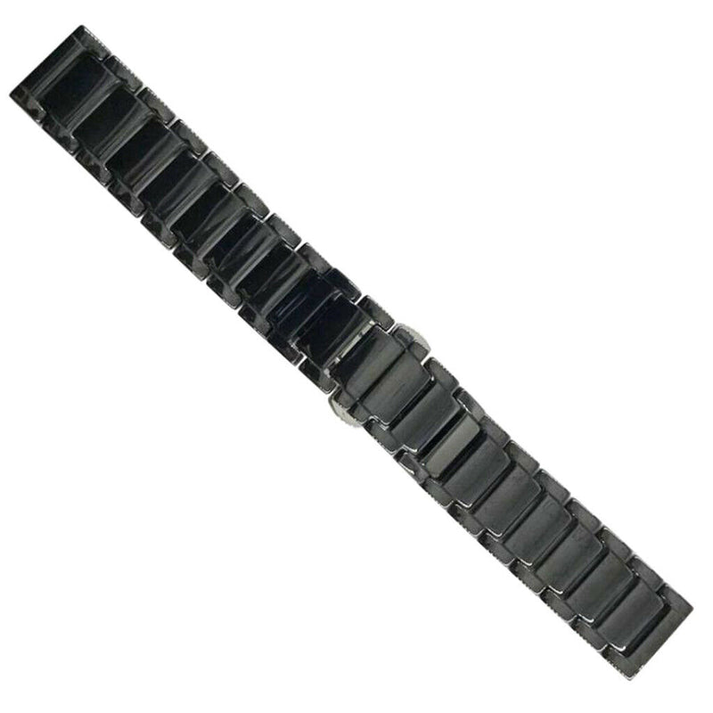Watch Strap Ceramic Bracelet Band 20mm Hidden Deployment Clasp black