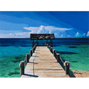 5D DIY Full Round Drill Diamond Painting Seaside Plank Road Cross Stitch
