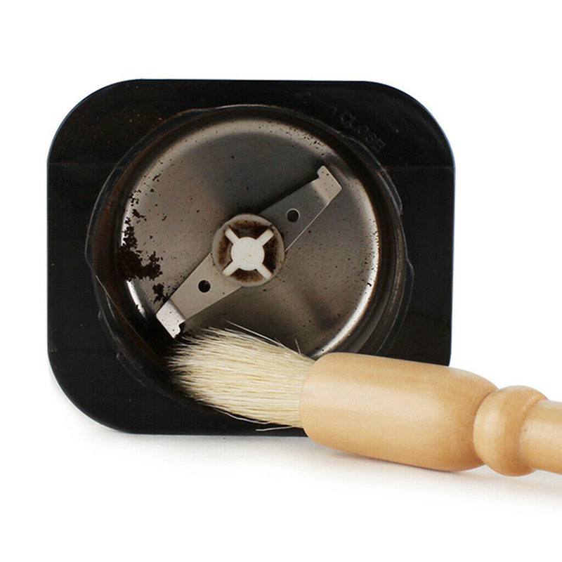 Coffee Grinder Cleaning Brush Heavy Wood Handle/Natural Bristle Home Barista