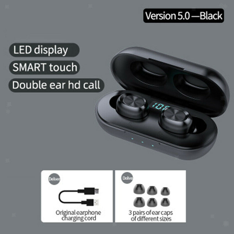 B5  Bluetooth 5.0 Headset Wireless Earphone Earbud Headphone W/Charging Case