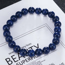 Natural Lapis Lazuli Bracelet Crystal Healing Stretch Bead Bangle Chain Jewelry
