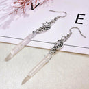 Boho Clear Quartz Moon Earrings Natural Stones Celestial Women Jewelry
