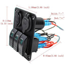 3 Gang Waterproof USB Toggle Automotive Switch Panel LED Car Marine Rocker B Gw