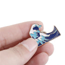 1PC Blue waves brooch Enamel Pin buckle Metal Brooch Coat Jacket Bag Badge Di