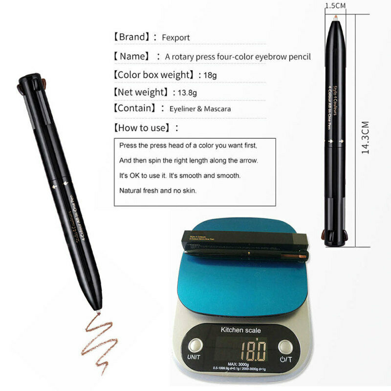 4 In 1 Multi-Function Automatic Eyebrow Pencil Lip Liner Eyeliner Pen Make AIN
