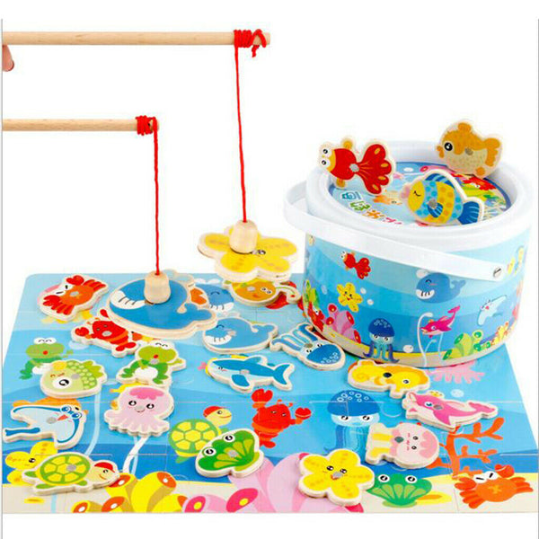 Toddler Wooden Magnetic Fishing Pole Game Educational Toys for 2 3 4 5 Year Old