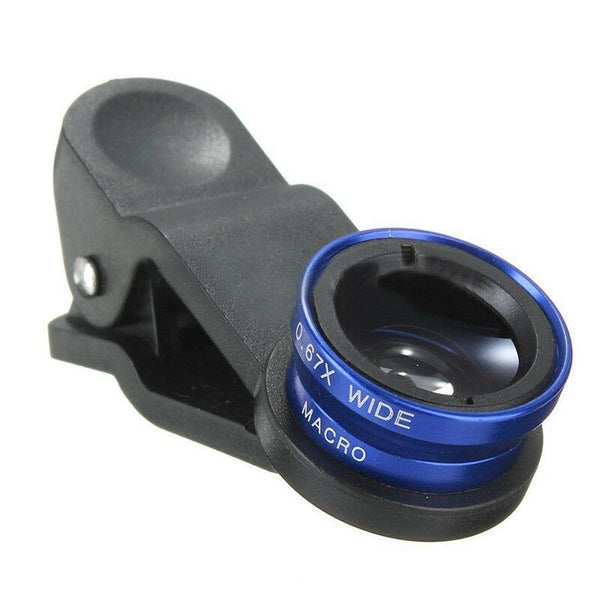 1 set 3 in 1 Fish Eye + Wide Angle + Macro Clip On Camera Lens for Mobile P W6L5