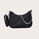 2pcs Nylon Messenger Bag Women Shoulder Purse Crossbody Handbags (Black) A