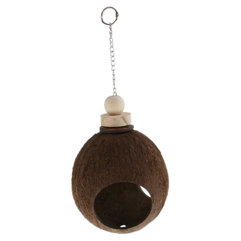 Bird Parrot Finch Nest Natural Coconut Shell Hanging Cage Toys