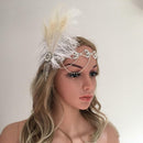 Crystal Rhinestone Feather Headband Hairband Flapper Cocktail Head Wear