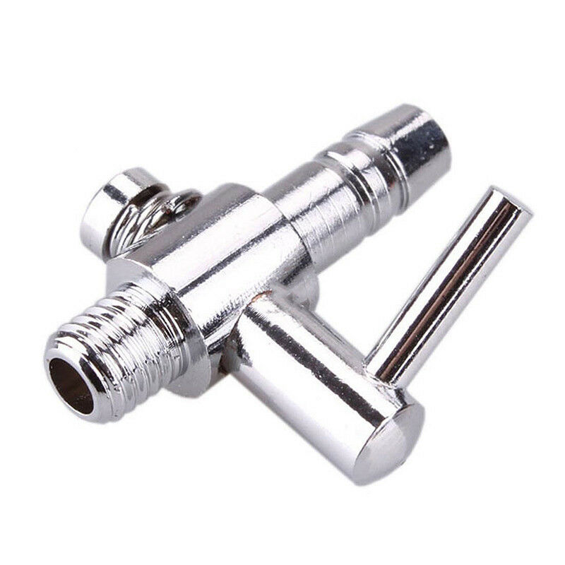 2pcs Chrome Air Line Stainless Steel Valve Air Tap Aquarium Control
