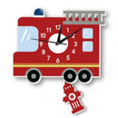 Fire Truck Wall Clock With Pendulum Silent Movement Funny Hanging Watch For