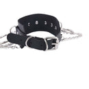 Black Leather Choker Metal Ring Chain Necklace Collar Handmade Goth Jewelry ME