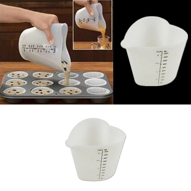 1 x Baking Kitchen 500ml Silicone Measuring Cup Double Scales Stir Pour
