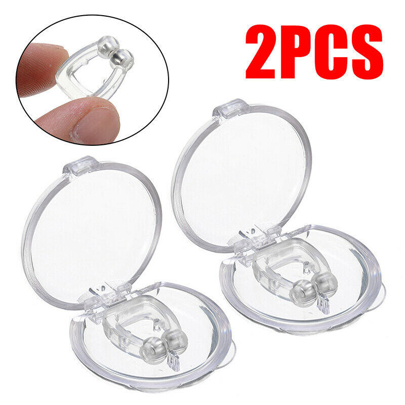 2 X Magnetic Anti Stop Snoring Snore Stopper Sleep Nose Clips Device Aid w/Box