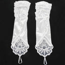 Folds Lace Embroidered bridal satin wedding dress protection sleeve white E9X5