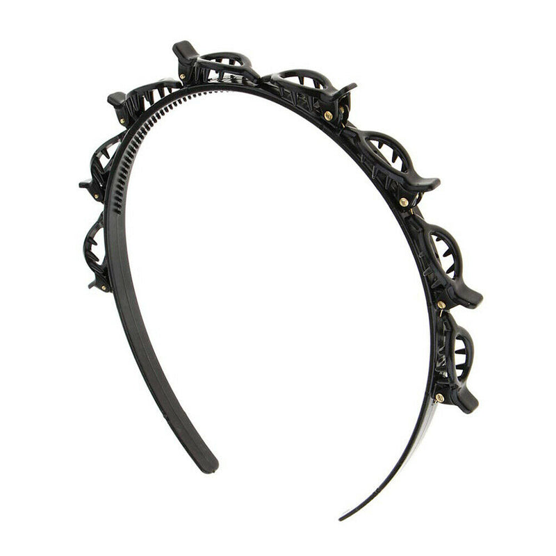 Women Braided Hair Band Hair Hoop Korean Headband Hair Clip w/Bangs (Black) A