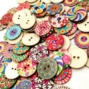 100pcs 25mm Round Wood Sewing Button DIY Clothing Bags Ornament Accessories