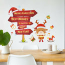 Merry Christmas Window Stickers Deer Signs Removable Adhesive Wall Posters A