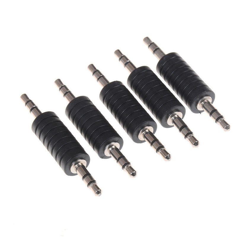 5X 3.5mm stereo male to male jack audio plug connector coupler adapter joiner 3C