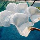100% Silk Unisex Chinese Silk Veil Dance Fans 1Pcs Belly Dance Fans White C T2F6