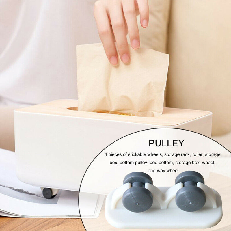 4pcs Long Fixed Casters One-Way Wheel Plastic Trash Can Undirectional Wheel