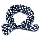 Lady Hair Head Band Wrap Scarf Headband Navy Blue Polka Dots Hot