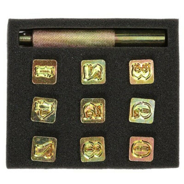 9Pcs Digital Leather Stamping Printing Punching Tool Metal Stamp Set Leathe Y6M5